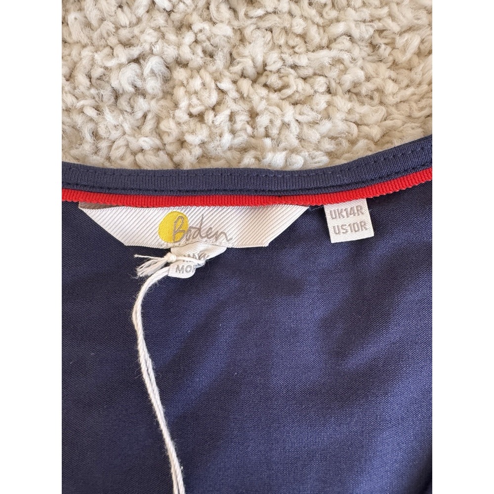 Boden Jersey Wrap Dress Women Size 10R Navy Blue NWT Short Sleeve Pocket Midi - Picture 4 of 9